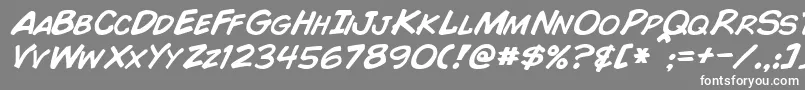 ComicBookItalic Font – White Fonts on Gray Background
