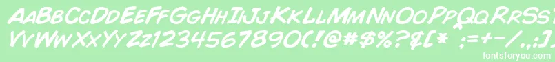 ComicBookItalic Font – White Fonts on Green Background