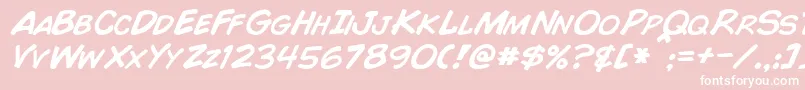 ComicBookItalic Font – White Fonts on Pink Background