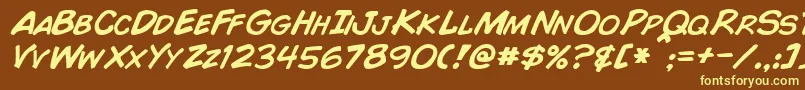 ComicBookItalic Font – Yellow Fonts on Brown Background
