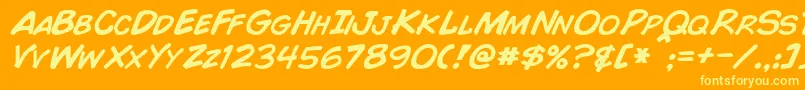 ComicBookItalic Font – Yellow Fonts on Orange Background