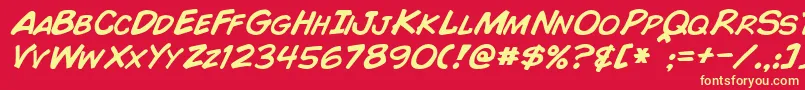 ComicBookItalic Font – Yellow Fonts on Red Background
