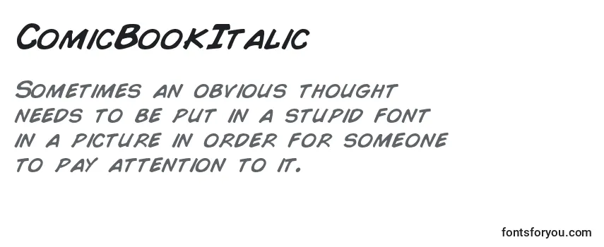 Überblick über die Schriftart ComicBookItalic (112217)