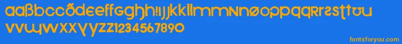 Xeno-Schriftart – Orangefarbene Schriften auf blauem Hintergrund