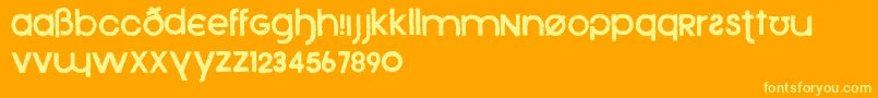 Xeno-Schriftart – Gelbe Schriften auf orangefarbenem Hintergrund