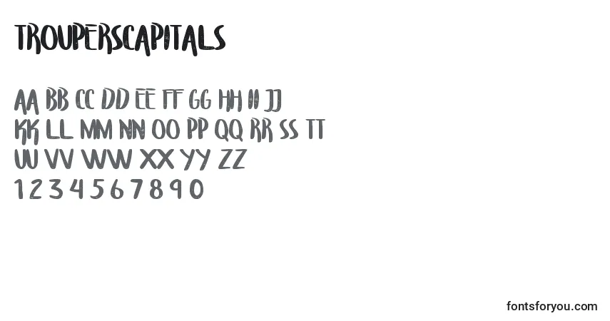 Шрифт TroupersCapitals (112220) – алфавит, цифры, специальные символы