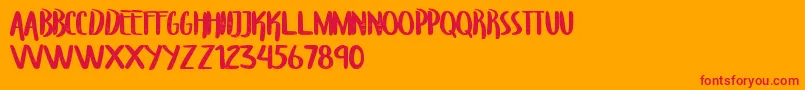 TroupersCapitals Font – Red Fonts on Orange Background