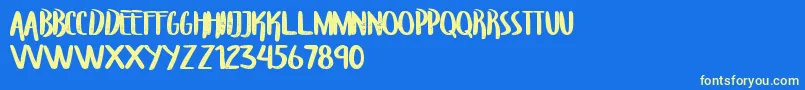 TroupersCapitals Font – Yellow Fonts on Blue Background