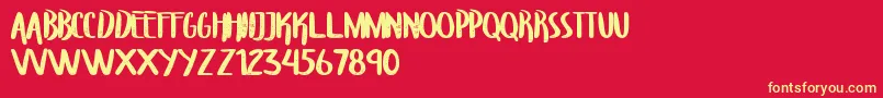 TroupersCapitals Font – Yellow Fonts on Red Background
