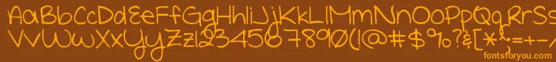 Shepaintsmeblue-Schriftart – Orangefarbene Schriften auf braunem Hintergrund
