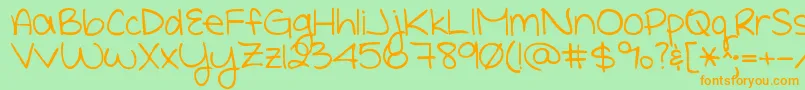 Shepaintsmeblue Font – Orange Fonts on Green Background