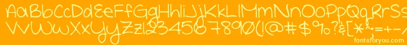 Shepaintsmeblue-Schriftart – Gelbe Schriften auf orangefarbenem Hintergrund