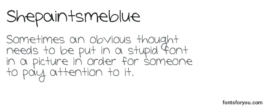 Review of the Shepaintsmeblue Font