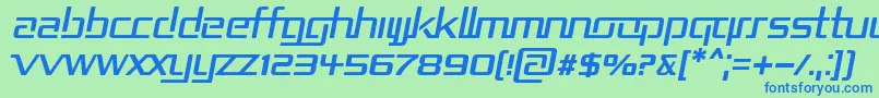 RepublikaIiItalic Font – Blue Fonts on Green Background