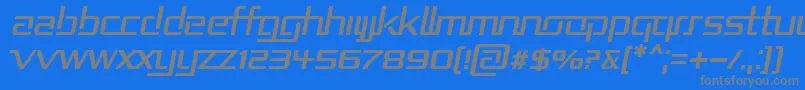 フォントRepublikaIiItalic – 青い背景に灰色の文字