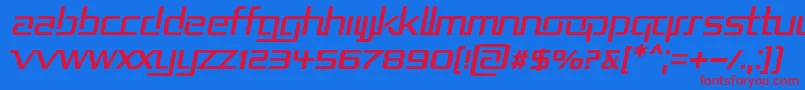 フォントRepublikaIiItalic – 赤い文字の青い背景