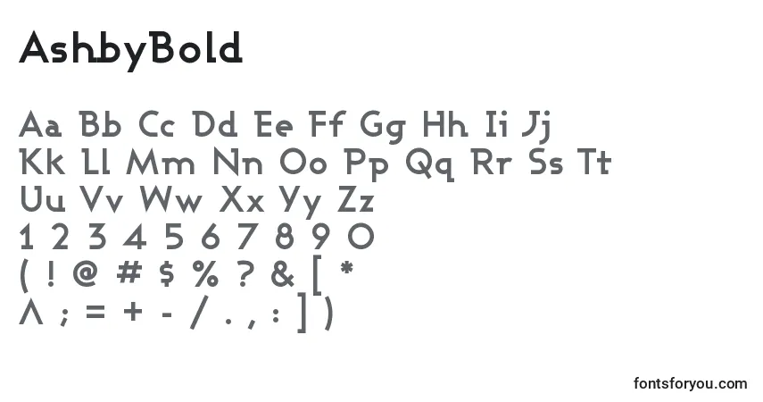 Schriftart AshbyBold – Alphabet, Zahlen, spezielle Symbole