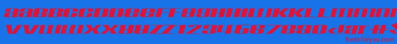 TaskeksemInflamerat-Schriftart – Rote Schriften auf blauem Hintergrund
