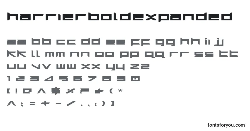 Czcionka HarrierBoldExpanded – alfabet, cyfry, specjalne znaki