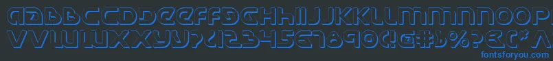 フォントUniversalJackShadow – 黒い背景に青い文字