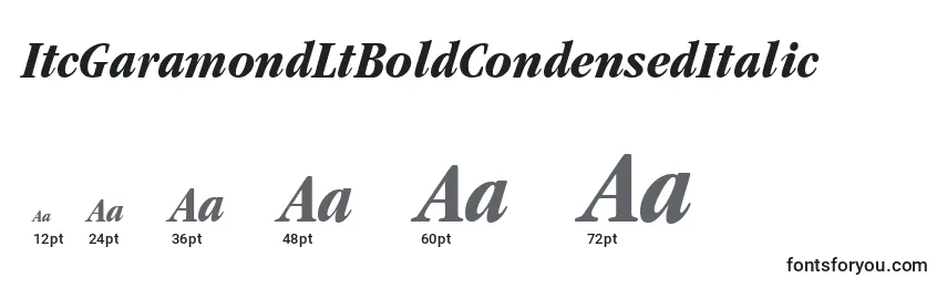 ItcGaramondLtBoldCondensedItalic Font Sizes