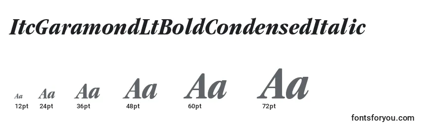 Größen der Schriftart ItcGaramondLtBoldCondensedItalic