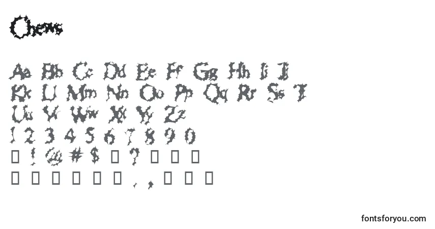 Schriftart Chews – Alphabet, Zahlen, spezielle Symbole