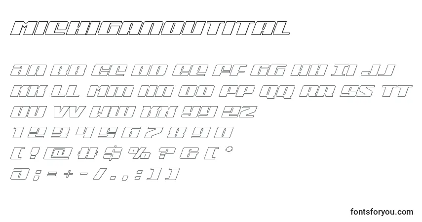 Schriftart Michiganoutital – Alphabet, Zahlen, spezielle Symbole