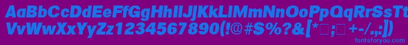 フォントSalinaDisplaySsiItalic – 紫色の背景に青い文字