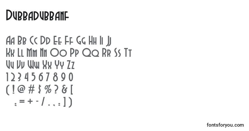 A fonte Dubbadubbanf (112239) – alfabeto, números, caracteres especiais