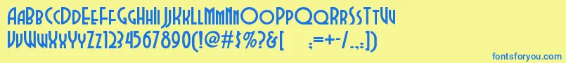 フォントDubbadubbanf – 青い文字が黄色の背景にあります。