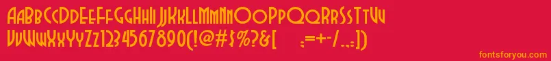 フォントDubbadubbanf – 赤い背景にオレンジの文字