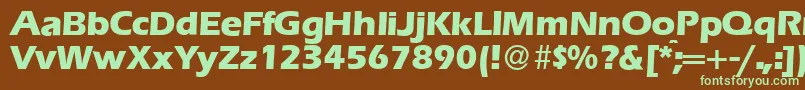 E820SansXboldRegular-fontti – vihreät fontit ruskealla taustalla
