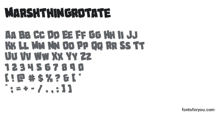 Czcionka Marshthingrotate – alfabet, cyfry, specjalne znaki