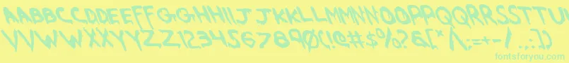WereBeastLeftalic Font – Green Fonts on Yellow Background
