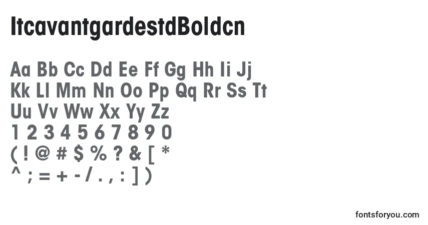 A fonte ItcavantgardestdBoldcn – alfabeto, números, caracteres especiais