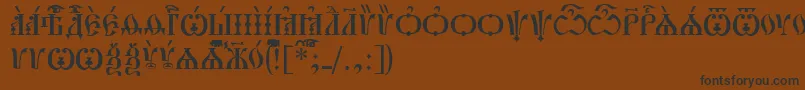 フォントPochaevskCapsUcs – 黒い文字が茶色の背景にあります