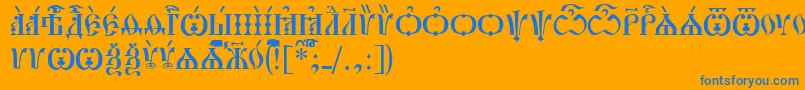 フォントPochaevskCapsUcs – オレンジの背景に青い文字