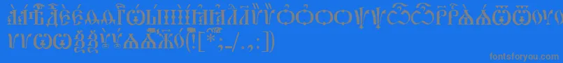 フォントPochaevskCapsUcs – 青い背景に灰色の文字