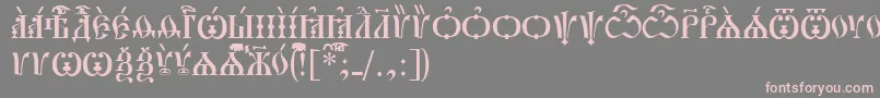 フォントPochaevskCapsUcs – 灰色の背景にピンクのフォント