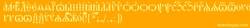 PochaevskCapsUcs Font – Yellow Fonts on Orange Background