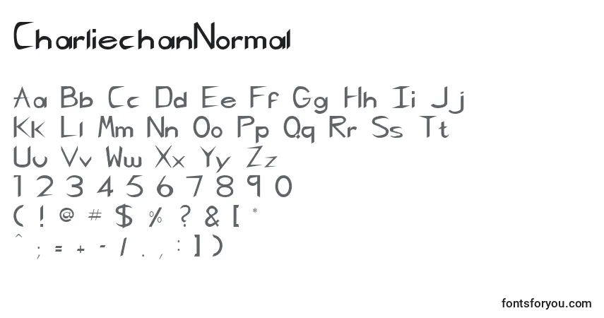 A fonte CharliechanNormal – alfabeto, números, caracteres especiais
