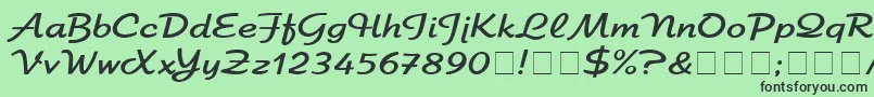 Fonte ElfringEliteNormal – fontes pretas em um fundo verde