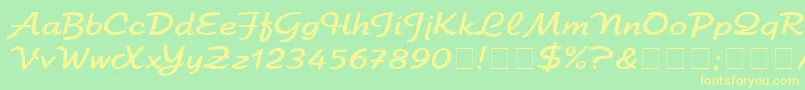 フォントElfringEliteNormal – 黄色の文字が緑の背景にあります