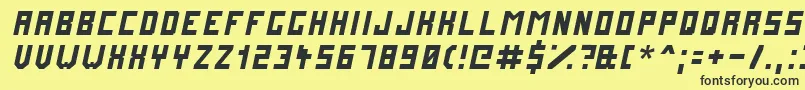 Fonte FuturemillenniumItalic – fontes pretas em um fundo amarelo