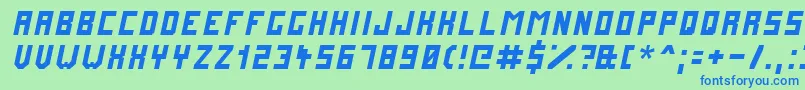 Fonte FuturemillenniumItalic – fontes azuis em um fundo verde