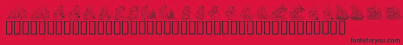 Police KrHolidayTeddiesThree – polices noires sur fond rouge