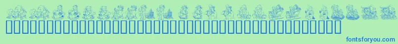 フォントKrHolidayTeddiesThree – 青い文字は緑の背景です。