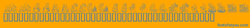 KrHolidayTeddiesThree-Schriftart – Blaue Schriften auf orangefarbenem Hintergrund