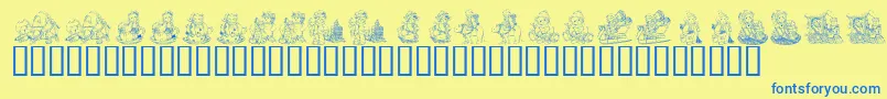 KrHolidayTeddiesThree Font – Blue Fonts on Yellow Background